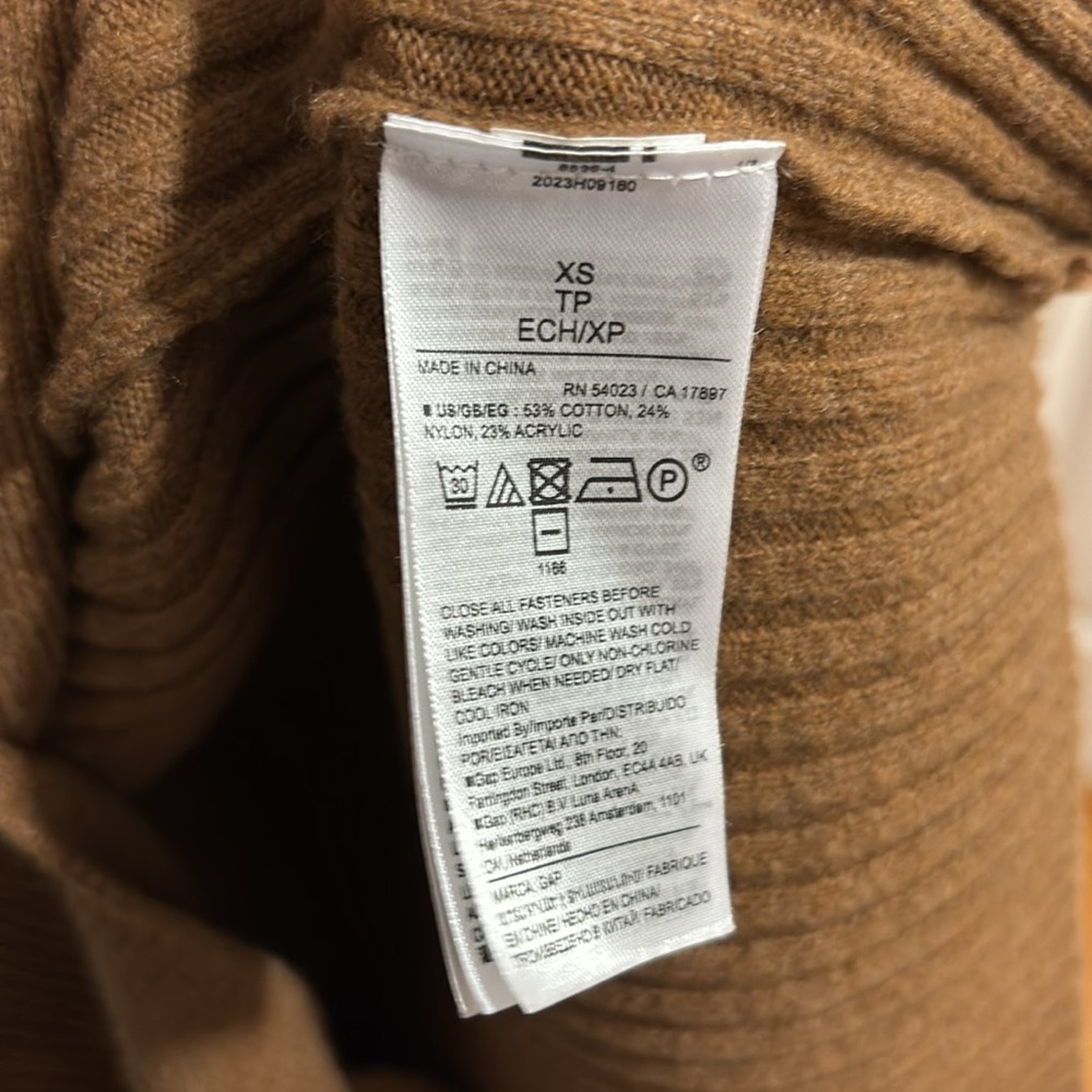 GAP Brown Ribbed Knit Button-Down Dress Size XS - Picture 4 of 4